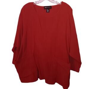 EUC JNY Jones New York 1X Rust 3/4 Sleeve 100% Cotton Gauze Top